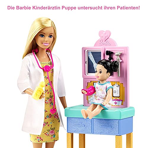 Barbie You Can Be Anything Series, Doktor, Puppe mit blonden Haaren, Baby schwarzen Zöpfen, Röntgengerät, Armgips, Arztkittel, Accessoires, Geschenk für Kinder ab 3 Jahren – Bild 4