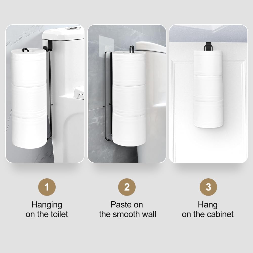 Toilet Paper Holder with Storagefor 3 Roll Tissue (Black 1 Pcs) — Amazon image 5