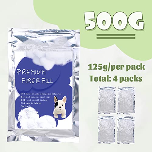 Image of BUTUZE 500g /17.6oz Polyfill Stuffing, (2.1oz-4.4lb) Polyester Fiberfill Stuffing, Premium Fiber Fill, High Resilience Fill Fiber, Stuffing for Small Dolls Part Pillow Comforter DIY, Recyclable