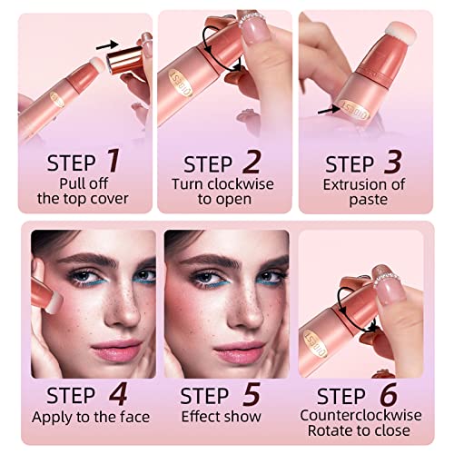 Liquid Blush Beauty Wand Matte Cream Blush Stick With Soft Cushion Applicator For Natural Cheek Tint Blendable Lightweight Long Lasting Dewy Finish Makeup Blush For Face(03 Plum Wine) #TOP4