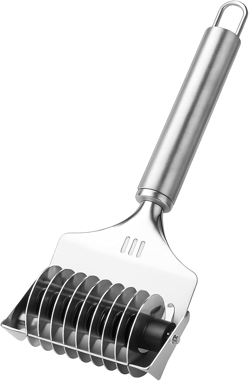 Stainless Steel Multi Blade Dough Cutter | Multi Wheel Pastry & Pizza Slicer | Adjustable Roti Dough Roller, Pasta & Noodle Cutter Tool for Baking, Bread & Pie Cutting