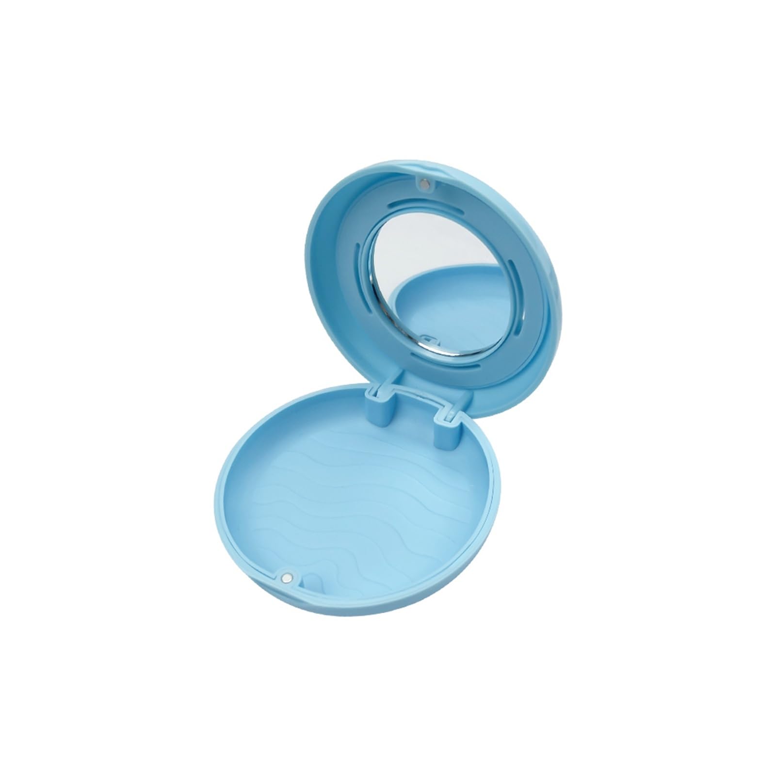 Retainer Case 1pc Retainer Box with Vent Holes False Teeth Storage Dental Orthodontic Invisible Braces Aligner Case(Blue-Blue-Mirror)