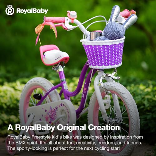 Image of RoyalBaby Stargirl Girls Bike, 12-20 Inch Kids Bike with Training Wheels (Sizes 12-16 inch), Kickstand (16-20 inch), Dual Handbrake (20 inch), Multiple Colors for Ages 3-13 Years