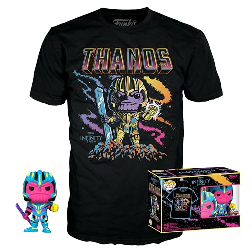 Funko Pop! & tee: Marvel - Thanos - (BKLT) - Large - (L) - Camiseta, Franela - Ropa con Figura de Vinilo Coleccionable - Idea de Regalo - Juguetes y Camiseta de Manga Corta para Adultos Hombres