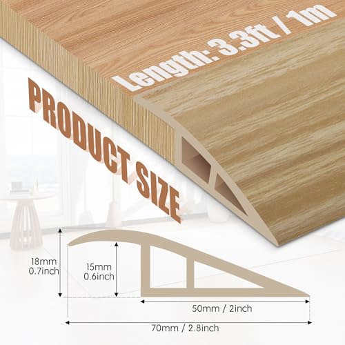 Image of Floor Transition Strip Door Threshold 39 inch Floor Transition Reducer Trim on The Edges Threshold Strip Self Adhesive Suitable for Doorways, Tiles, Carpet