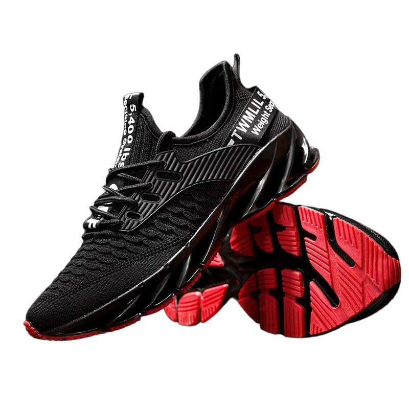 Men's Blade Tennis Casual Fashion Sneakers,Men's Running Shoes with Geometric Fabric Upper,Shock-Absorbing Sole, Lace-Up,for All- Season