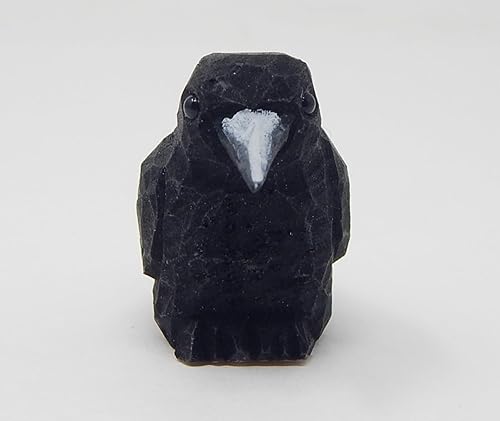 Miniatura 7 de Figura de cuervo tallada a mano, estatua de cuervo de pájaro negro rave, escultura, escultura, arte en miniatura, decoración de tallado en madera,