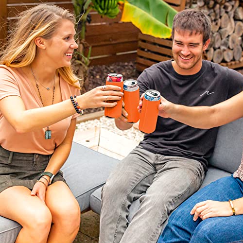 Image of Slim Can Cooler Sleeves (30-Pack) Soft Slim Can Koolie for White Claw Seltzer & Slim Beer - HTV Blanks for Vinyl Projects - Skinny Can Koolies Bulk - Tall Can Coolies for Slim Cans (Orange)