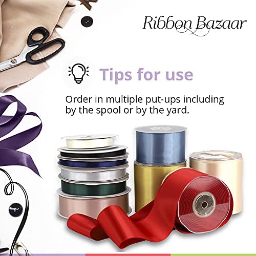 Ribbon Bazaar Double Faced Satin - Premium Gloss Finish - 100% Polyester Ribbon for Gift Wrapping, Crafts, Scrapbooking, Hair Bow, Decorating & More - 7/8" Brick Red 50yd Spool - 5