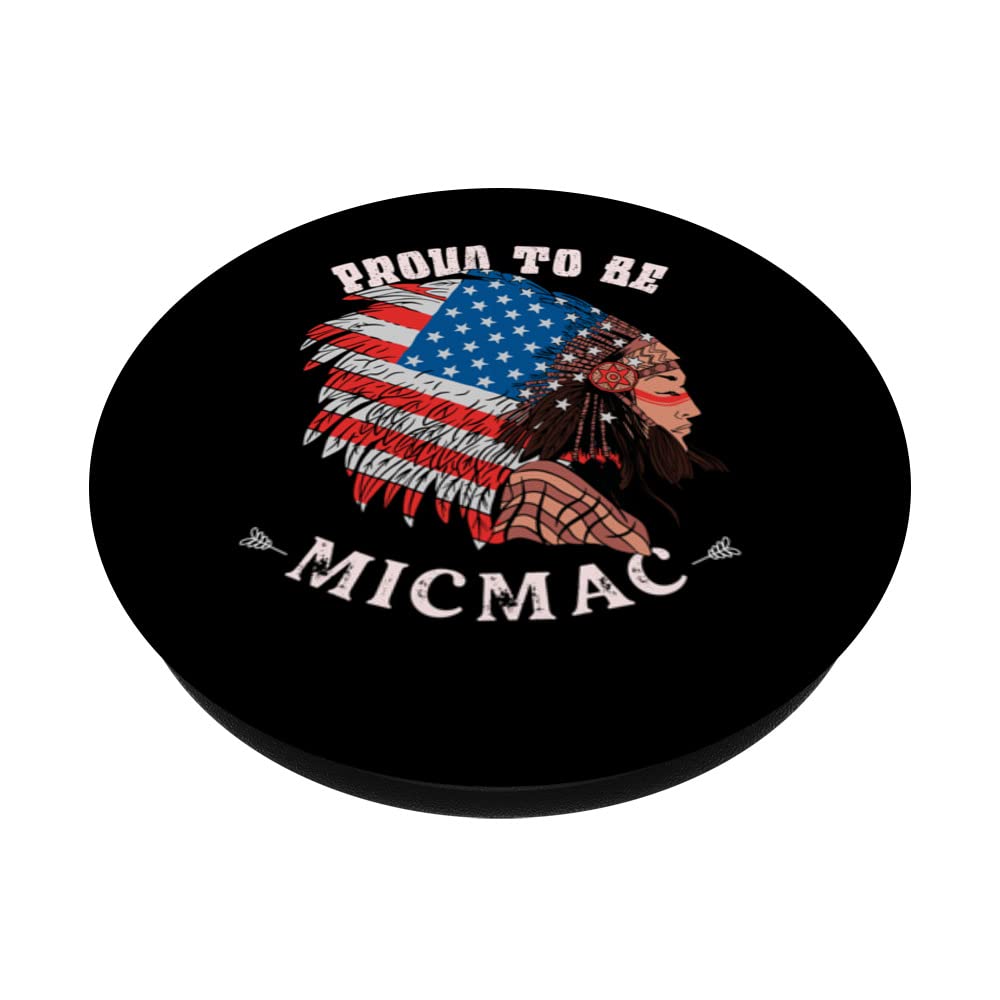 Proud To Be Micmac Native American PopSockets Swappable PopGrip, Black - Image 2