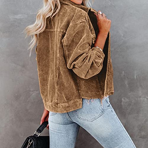 Ainangua Oversized Corduroy Shirt Jacket Casual Button Down Long Sleeve Shacket Washed Retro Coat Shirts Jackets(Camel,M) #TOP2