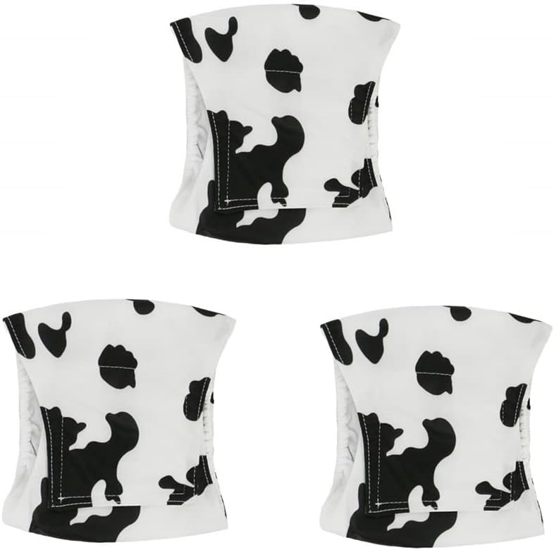 Male Dog Diapers Washable Dog Belly Bands Reusable Doggie Wraps - Pack of 3 (Cow, X-Large(21''-27''))