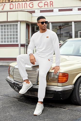 COOFANDY Mens Tracksuit 2 Piece Set Crewneck Sweatsuits Jogging Suit Sets Long Sleeve Jacquard Pullover Shirt Outfits3