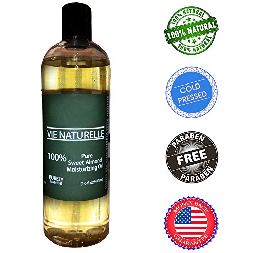 Sweet Almond Oil for Skin and Hair - 100 Percent Pure Cold Pressed Oil - No Fillers, Dyes or Artificial Ingredients of Any Kind - Made in the USA (1 bottle - 16 oz)