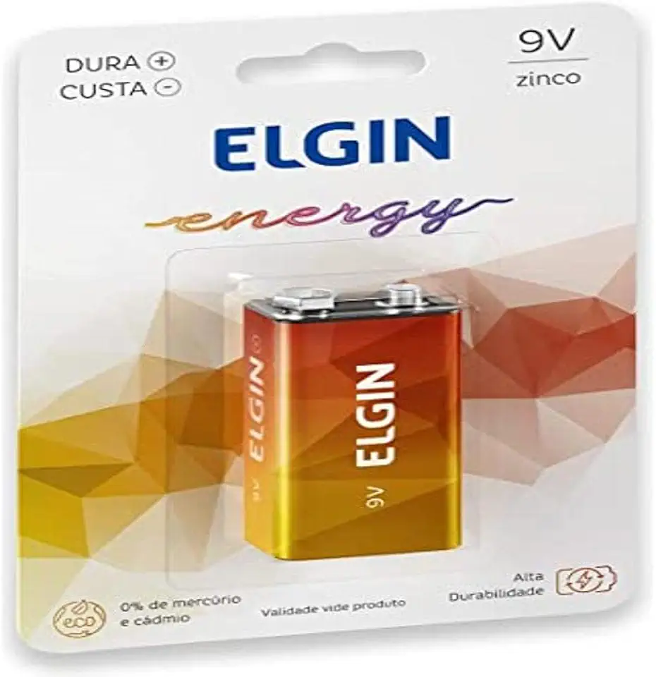 Bateria 9V, Elgin, Zinco