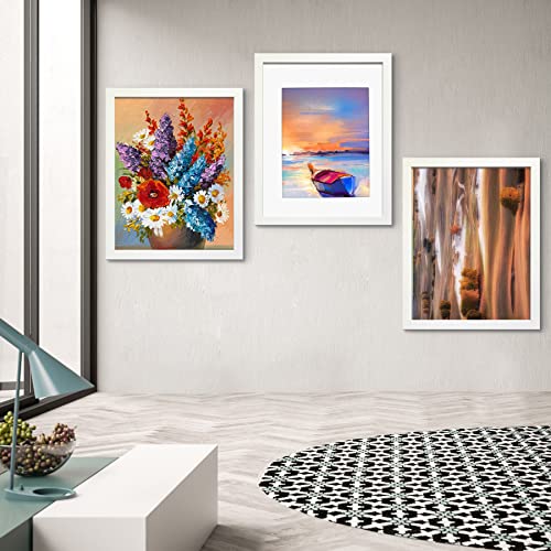 Image of LUCKYLIFE 16x20 Picture Frames White Poster Frame, Display 11x14 with Mat or 16x20 without Mat, Wall Photo Frame, Pack of 2