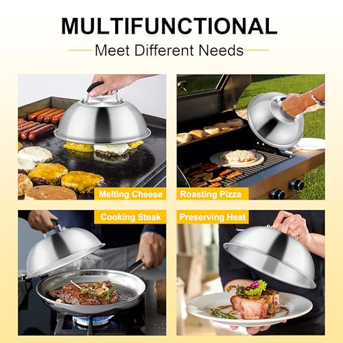 Domo para derretir queso de 9 pulgadas acero inoxidable Joyfair, 2 piezas miniatura 4