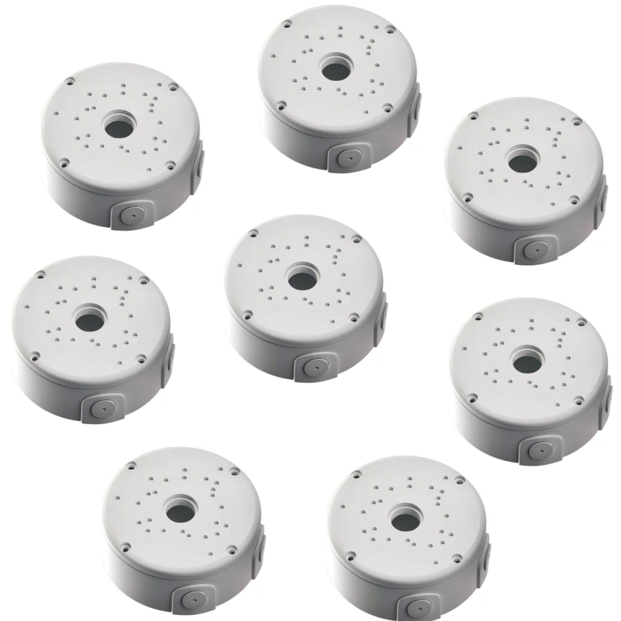 Speedio 5x5 Inches - Heavy Round Junction Box With 3 Inlets and Covering/Pvc Box for CCTV Camera Round Shape - Pack of 8 Nos