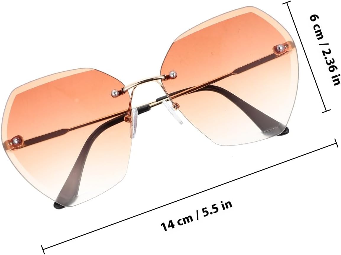 Unomor Rimless Gold Frame Sunglasses Fashion Party Glasses for Men Women Unique Summer Eyewear Funny Costume Accessory Stylish Outdoor Shades