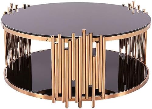 1 Meter Black Tempered Glass Top Modern Luxury Stainless Steel Coffee Table
