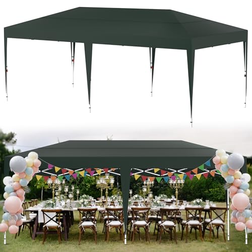 Suusolny Pavillon Höhenverstellbar 3x6m Pop-Up Faltpavillon Wasserdicht Partyzelt Gartenzelt mit Tragetasche Stabil Festzelt Gartenpavillon Für den Außeneinsatz Geeignet - ohne Seitenwände - Weiß