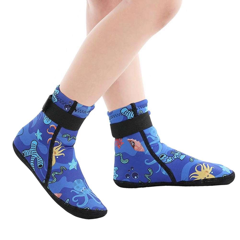 Calcetines de Neopreno, 3 mm Calcetines Piscina Antideslizante Térmico para Niño y Niña, Calcetín de Buceo Escarpines Voley Playa para Surf, Natación, Playa, Navegación, 31-33