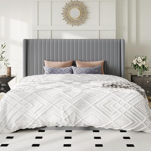 Image of Allewie King Size Lift Up Storage Bed Frame Channel Tufted Headboard Grey