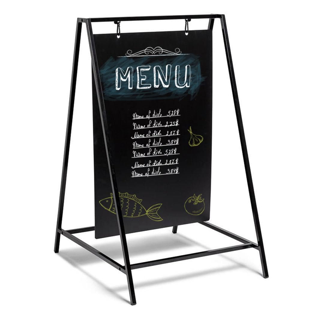 Danieli - Lavagna Menu da Terra a Cavalletto Bifacciale in Ferro 50x70. Espositore Pubblicitario a Pavimento. Struttura in Metallo con Doppio Gancio. Cavalletto per Ristorante, Bar, Supermercati.