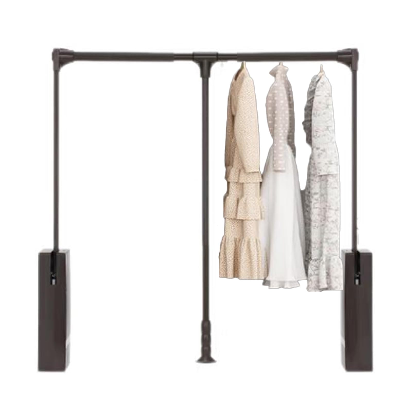 GLETSF Retractable Pull Down Closet Rod, Adjustable Wardrobe Lifting Clothes Rail, Two-Way Buffering, 5kg Capacity, 890-1200mm for Efficient Hanging Solutions,Color 2-660-890mm
