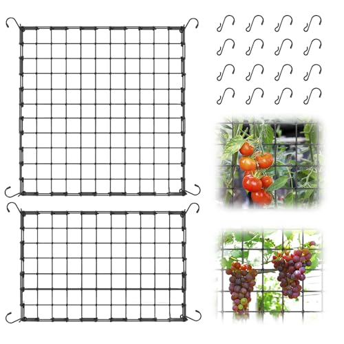 Scrog Netz 120x60+120x120, 2 Stück Grow Pflanzennetz, Grow Zelt Netz, Elastische Spaliernetz, Stark und Elastisch, mit 16 S-Haken, für Pflanzenfür Gemüse Früchte Blumen