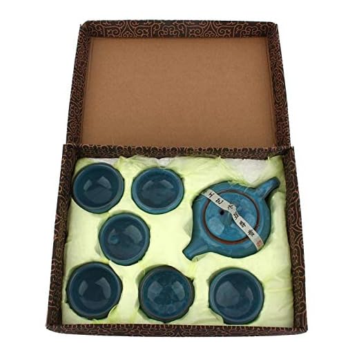Raguso Juego de Tetera de Porcelana Juego de Tetera de Estilo Tradicional Chino Hecho a Mano Juego de té de Porcelana Colorida de Esmalte Agrietado de Hielo Juego de té de Kung Fu