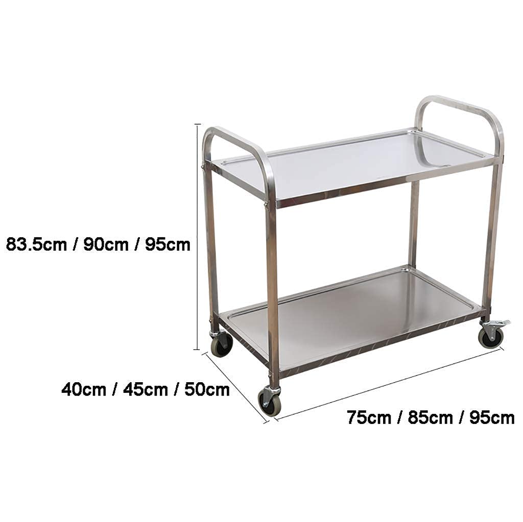 Chariot de Service, Chariot de Restauration, Chariot de Cuisine Portable en métal, Chariot de Bar à vin, Chariot Roulant pour Salle de Bain, déjeuner, Boissons, café, D-95 x 50 x 95 cm