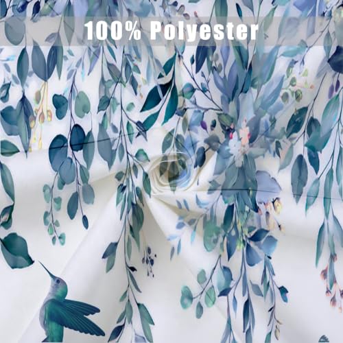 Blue Flower Hummingbird Butterfly Botanical Shower Curtain, 72x72 inch by Simsant - Used condition - Image 2