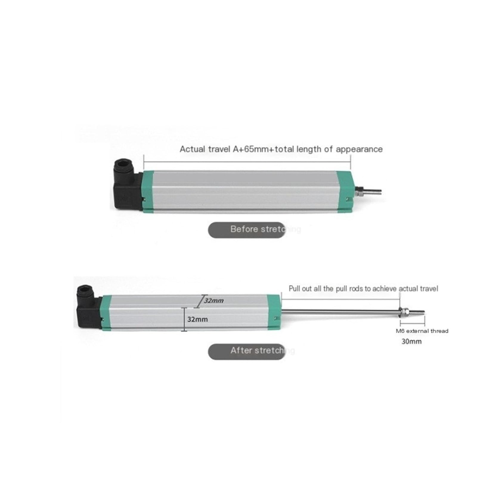 Máquina de moldeo por inyección, regla electrónica, sensor de desplazamiento lineal, tipo varilla de acoplamiento, regla de resistencia de uso general (500 mm)