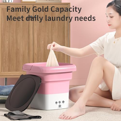 Mini machine à laver pliable 6,5L rose pour sous-vêtements - 5
