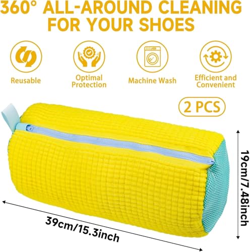 2 peças bolsa de sapatos para máquina de lavar roupa reutilizável sapatos de malha saco de lavanderi