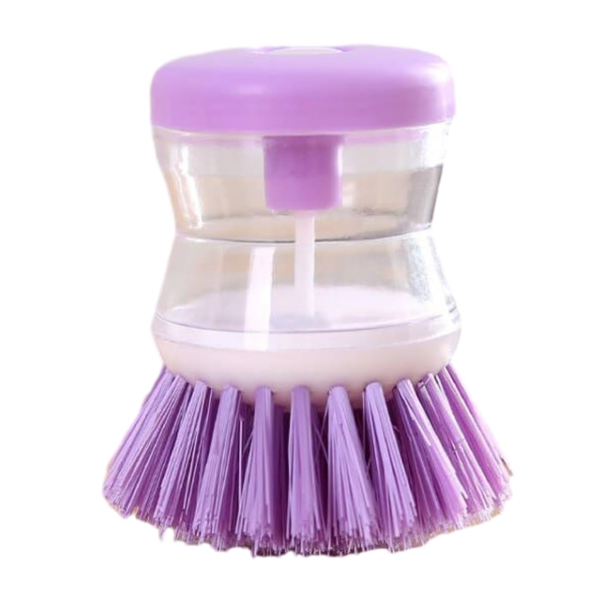 KMOCEPLY Dish Cleaning Brushes Dish Brush with Holder Soap Dispensing Washing Up Scrubber Refillable Kitchen Dishwasher Palm Scrubbing Brush with Soap Dispenser Kitchen Cleaning Accessory (Purple)