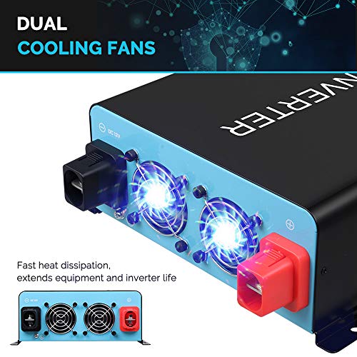 Renogy 2000W Power Inverter 12VDC to 120VAC Pure Sine Wave with Special LED Indicators