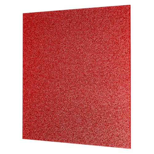 Image of MECCANIXITY 1Pcs Red Glitter Acrylic Sheets 1 /8 inch Thickness 12 inch x 12 inch Glossy PMMA Fluorescent Plastic Sheets Extruded Translucent Blanks for DIY Art Crafting Laser Cutting & Engraving