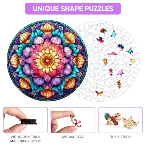 MEATRN Mandala Flowers 200 Pieces Wooden Puzzles for Adults miniatura 3