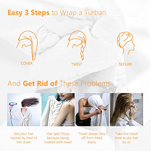 Tuerriat Microfiber Hair Towel ,Microfiber Hair Towel Wrap, Super Absorbent & Quick Dry Hair Turban For Women ,10.24 X 29.53 Inches Anti-Frizz, Anti-Breakage, Hands-Free Microfiber Towel For Hair #TOP4