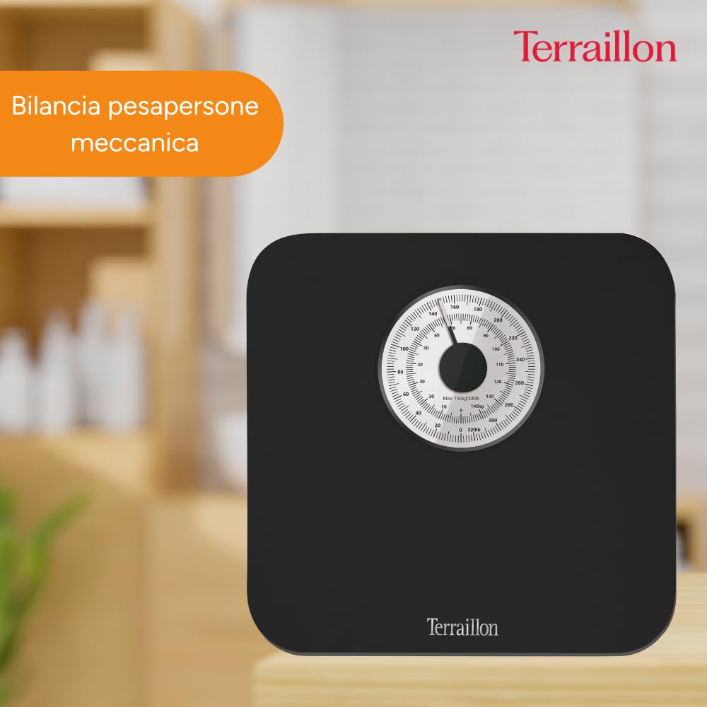 Terraillon - Bilancia pesapersone meccanica - Grande quadrante - Capacità 150 Kg - Modello "Nautic Nero"