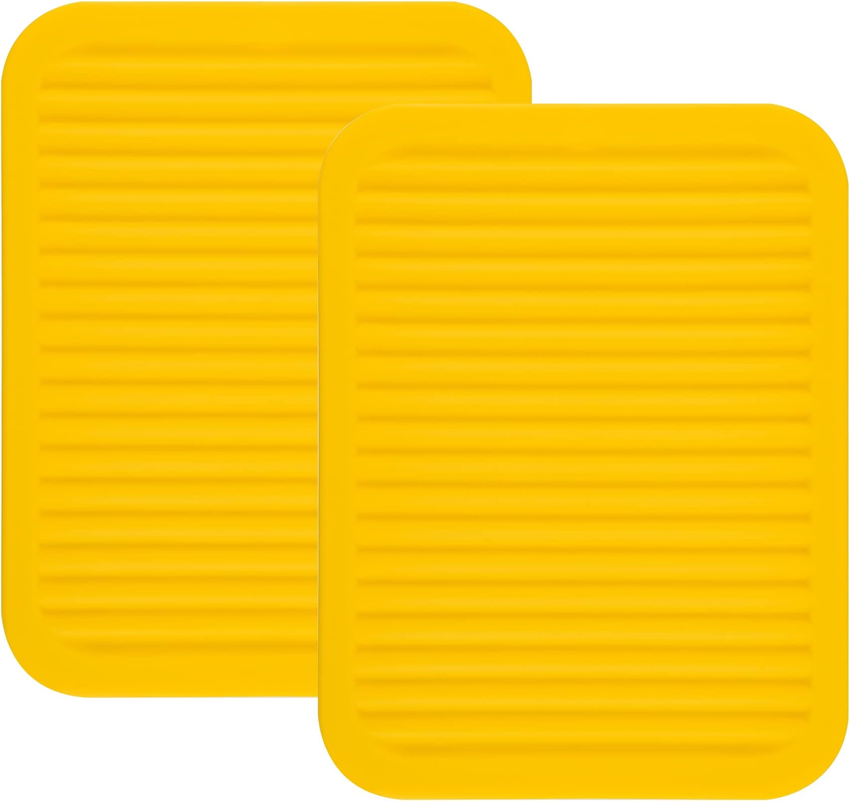 Smithcraft Yellow Silicone Trivet Mat for Hot Pans and PotsS Hot Pads Counter Mat Heat Resistant Table Dish Drying Mat or Placemats 2 Pack, Rectangular Trivets Mats 9x12 Inches