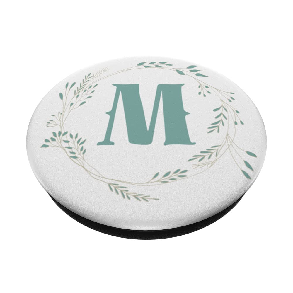 Letter M With Flowers Gift For Women Who Have Everything PopSockets Swappable PopGrip, Black - Image 2