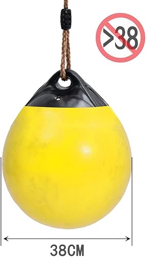 Miniatura 3 de Columpio inflable de bola, asiento de columpio para niños con cadena de cuerda colgante para interiores y exteriores, árbol de juegos, amarillo,