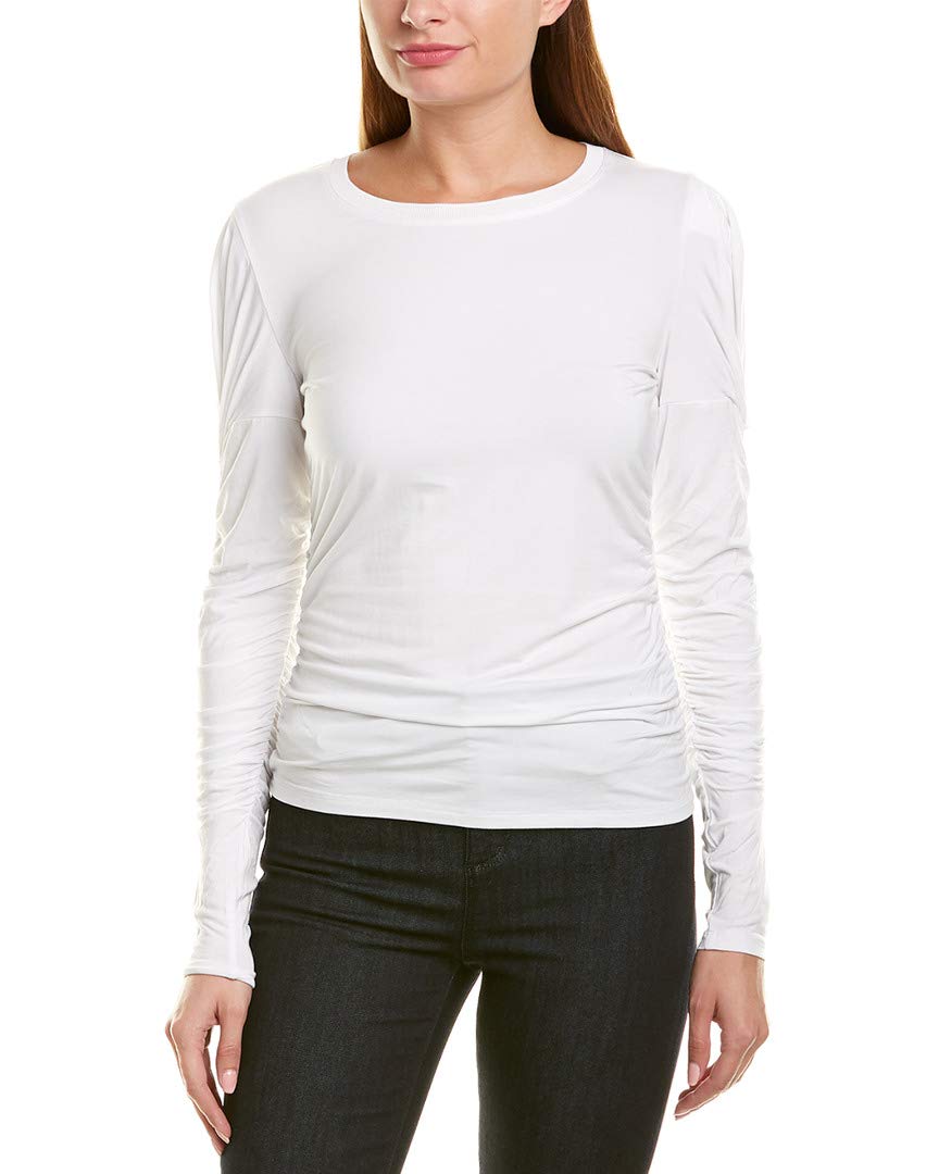 Elie TahariWomens Daisy Ruched Long Sleeve T-Shirt White XS