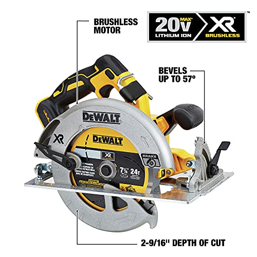 DEWALT 20V MAX Circular Saw Cordless with Brake, 7-1/4 Inch, Tool Only (DCS570B)