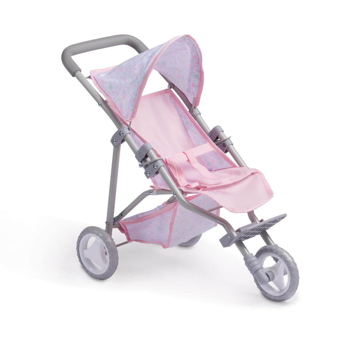 Berenguer Boutique |3 Wheeled Folding Doll Jogger Stroller | Pink | Ages 3+