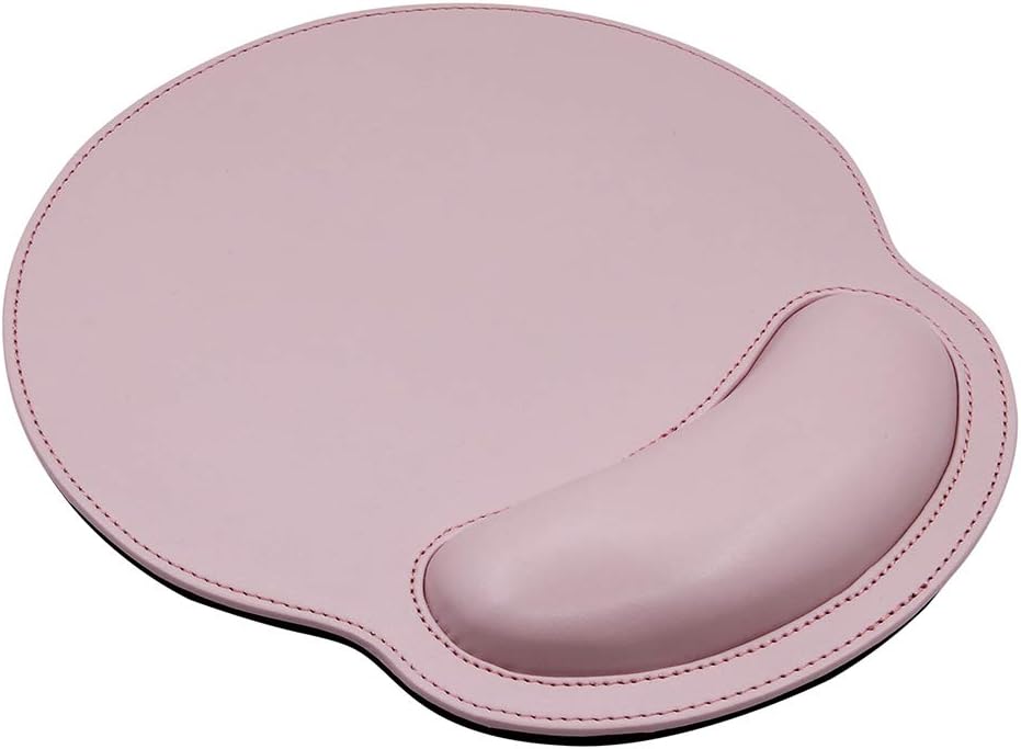 Ergonomic Mouse Pad with Wrist Support,PU Leather Mousepad for Laptop Computers,Non Slip Rubber Base Memory Foam Wrist Rest Mouse Pads for Home Work Office Easy Typing Pain Relief,Baby Pink