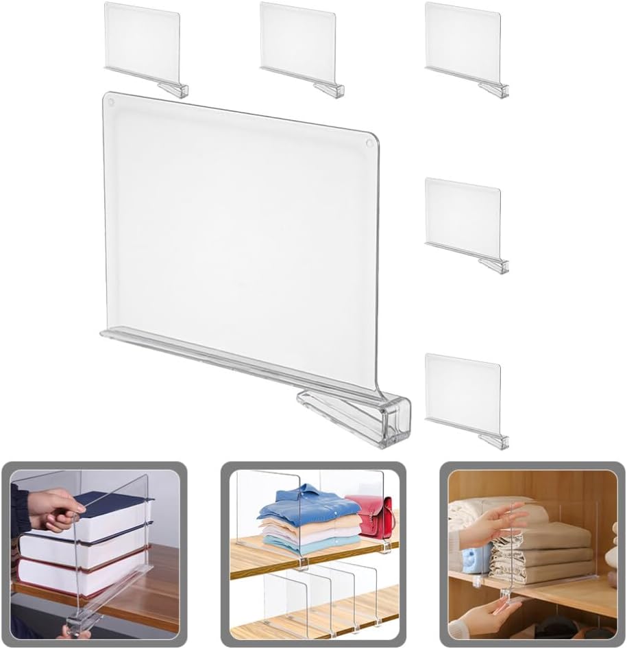 Didiseaon Closet Storage Board 6pcs Wardrobe Shelf Dividers Clothes Organizer Closet Shelf Divider Easy to Install Maximize Space